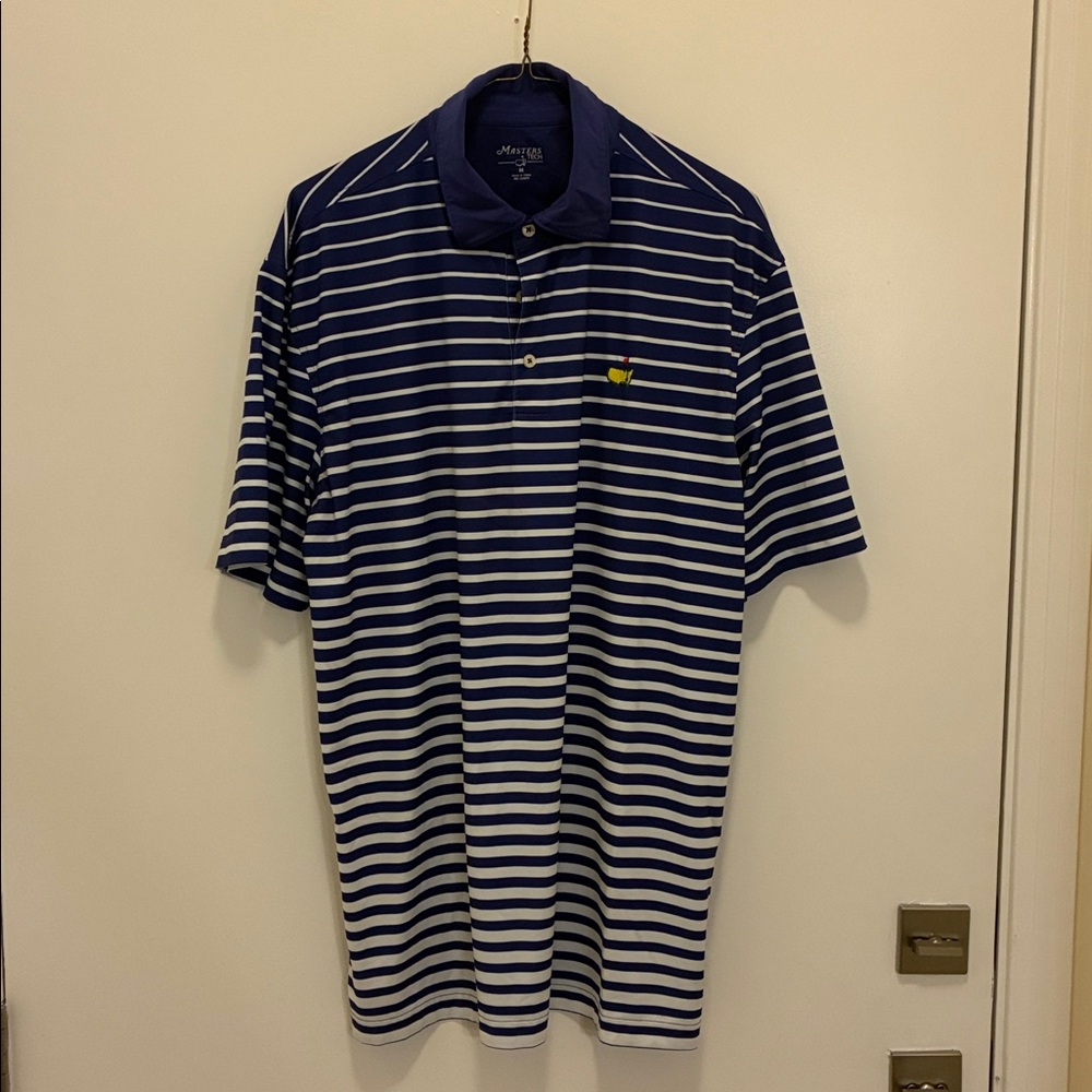 Masters Tech Striped Golf Polo Shirt in Blue / White Size Medium